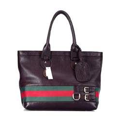 1:1 Gucci 247575 Gucci Heritage Large Tote Bags-Coffee Leather